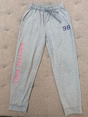 EUC VINEYARD VINES GREY PERFORMANCE ATHLETIC JOGGERS SWEATPANTS BOYS M 12-14